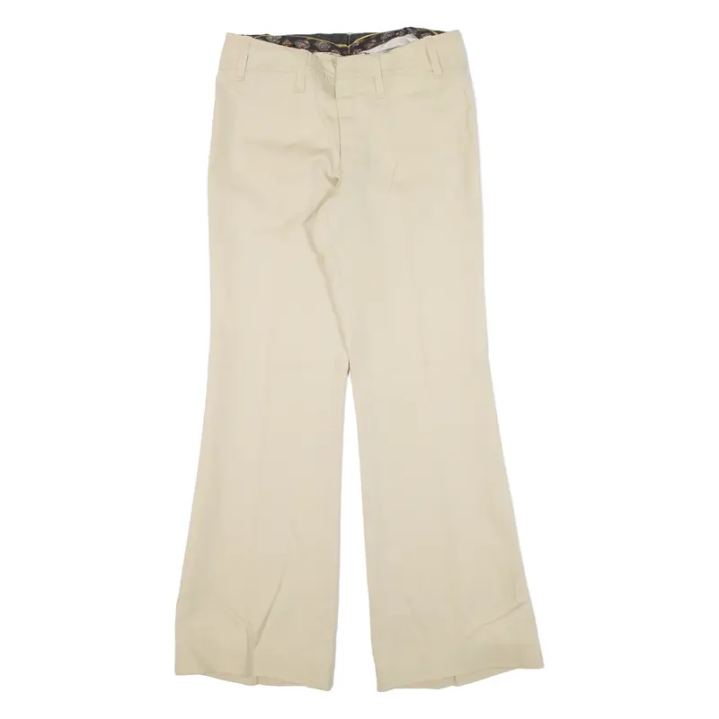 Pleated Womens Trousers Beige Regular Flared Wool W29 L29