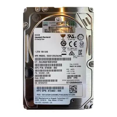 872483-006 HP 1.2TB 12Gb/s SAS 10000 2.5-inch Hard Drive