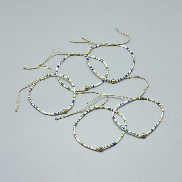 Adjustable Natural Pyrite Braided Bead Bracelets