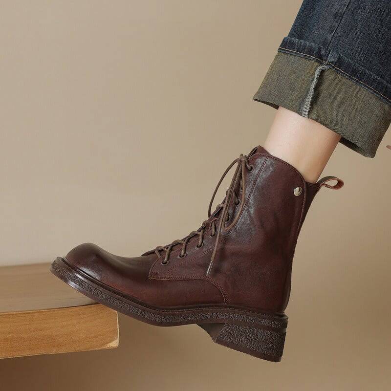 CHIKO Acasia Round Toe Block Heels Ankle Boots