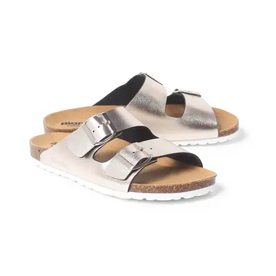 Marbella Vegan Leather Slip On Cork Sandal - Metallic Silver | Select size: 8 US (39EU) | Color: Metallic Silver