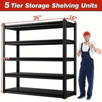 Garage Shelving, Heavy Duty Industrial Shelf, 5-Tier Adjustable Metal Storage Rack For Warehouse, Basement, Shop Organization...