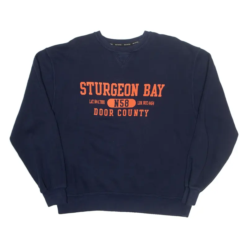 BIG COTTON Sturgeon Bay Mens Sweatshirt Blue USA L