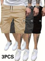 Men's Letter Print Cargo Shorts, Casual Regular Fit Flap Pocket Utility Shorts for Summer, Fashion Men's Bottoms for Daily We...
