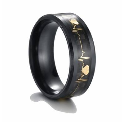 Valentine's Day Stainless Steel Heartbeat Couple Rings