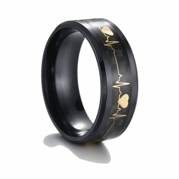 Valentine's Day Stainless Steel Heartbeat Couple Rings