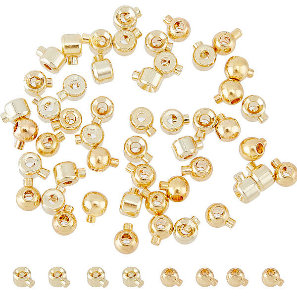 50Pcs 2 Style Brass Crimp Beads
