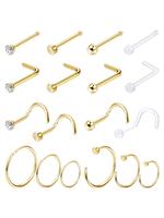 18pcs Stainless Steel Nose Ring, Nose Rings for Women & Men, Nose Cuff Rings, Trendy Fine Jewelry, Trendy All-match & Exquisi...