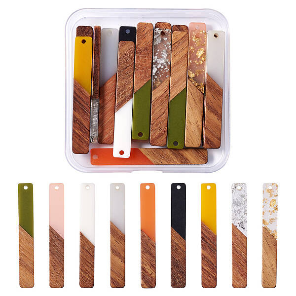 18Pcs 2 Style Resin & Walnut Wood Big Pendants