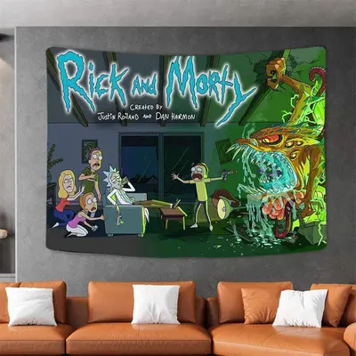 (Ship In 24HR) Rick And Morty Funny Anime Still Life Wall Tapestry