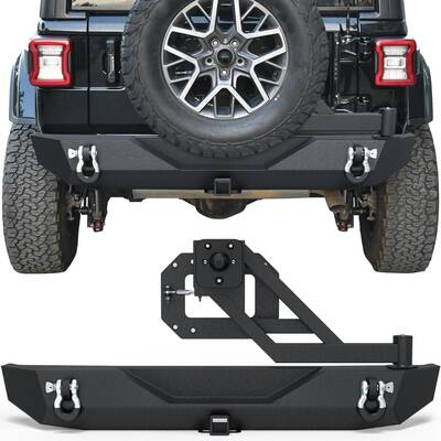 YITAMOTOR® Rear Bumper with Tire Carrier Compatible for 2018-2025 Jeep Wrangler JL & Unlimited JLU (2/4 Doors)