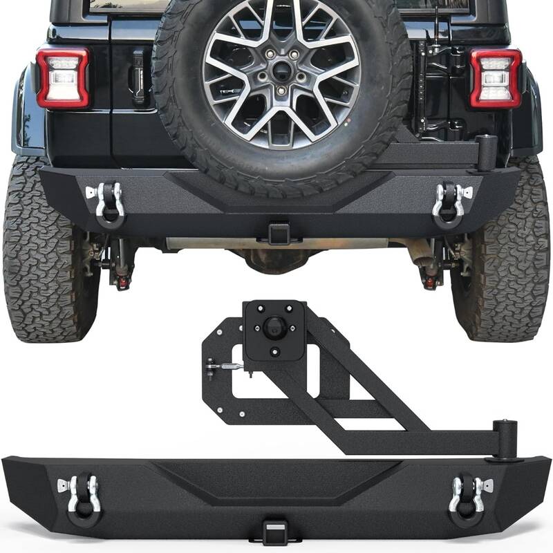 YITAMOTOR® Rear Bumper with Tire Carrier Compatible for 2018-2025 Jeep Wrangler JL & Unlimited JLU (2/4 Doors)