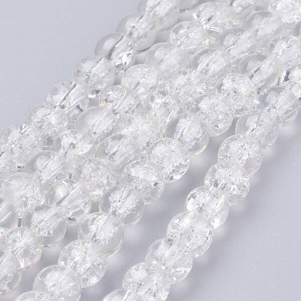 Spray Painted Crackle Glass Beads Strands