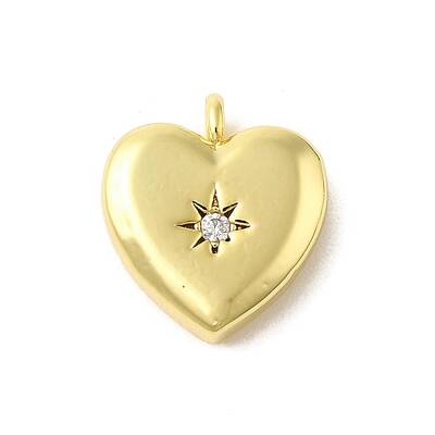 Real 18K Gold Plated Rack Plating Brass Micro Pave Cubic Zirconia Pendants Charms