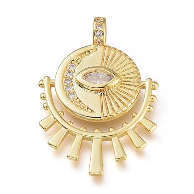 Brass Micro Pave Clear Cubic Zirconia Pendants