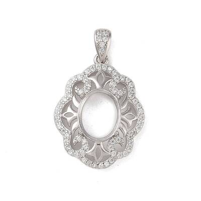 925 Sterling Silver Micro Pave Cubic Zirconia Pendant Settings