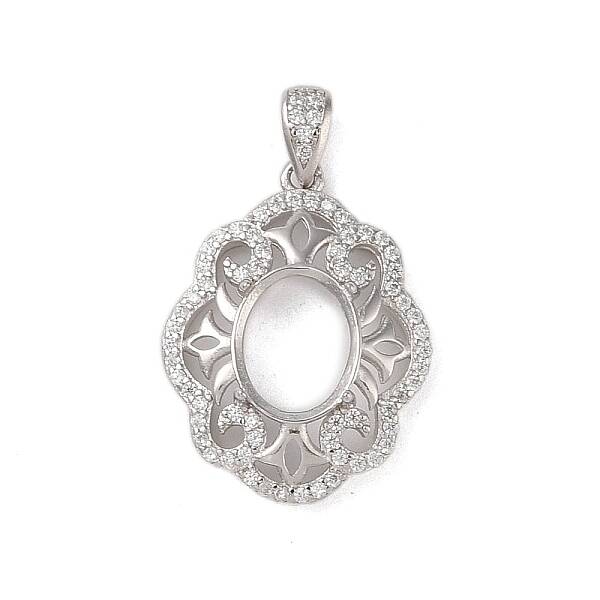 925 Sterling Silver Micro Pave Cubic Zirconia Pendant Settings