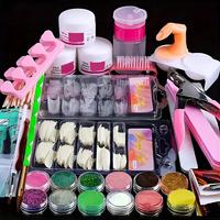 23 in 1 Acrylic Nail Kit for Beginners, 12 Color Glitter Acrylic Powder & Glue Nails Extension Nails Kit, Nail Kit Set, Profe...