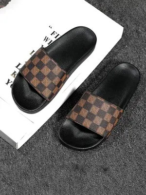 Men's Fashionable Geometric Pattern Decor Slippers, Casual Comfortable Home Slippers, Lightweight Breathable Slippers for Ind...