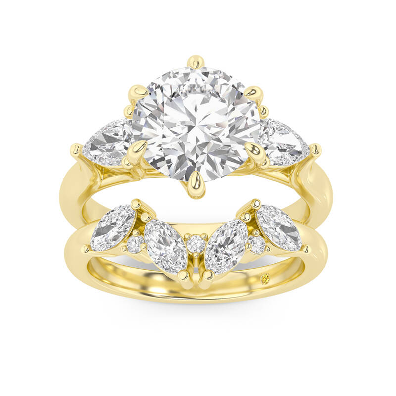Lumina Lab Grown Round Diamond Engagement Ring with the Annabella Wedding Band | 18K Yellow Gold 1 3/4 ct. tw.