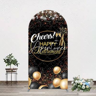 Aperturee Black Glitter Balloon Cheers Retirement Arch Backdrop, 1.6X4FT(0.5X1.2M), 38.18 USD, arch backdrop kit, GAH0B748-A