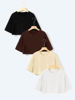 Women's Back To School Solid Round Neck Mitsy Crop Top , Summer Clothes Women, Loose Casual Half Sleeve T-shirt, Women's Top ...