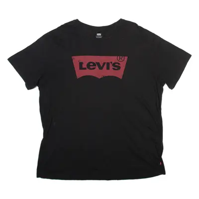 LEVI'S Mens T-Shirt Black Crew Neck 2XL