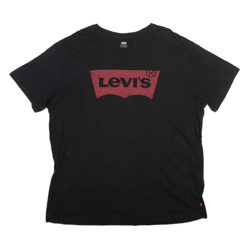 LEVI'S Mens T-Shirt Black Crew Neck 2XL