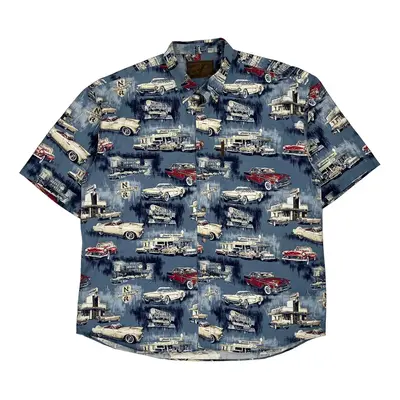 North River Hawaiian Shirt - 2XL Blue Cotton