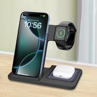 Wireless Charging Station, 3 in 1 Foldable Wireless Charger Stand for iPhone 16/15/14/13/12/11/X Series, Apple Watch Ultra/10...