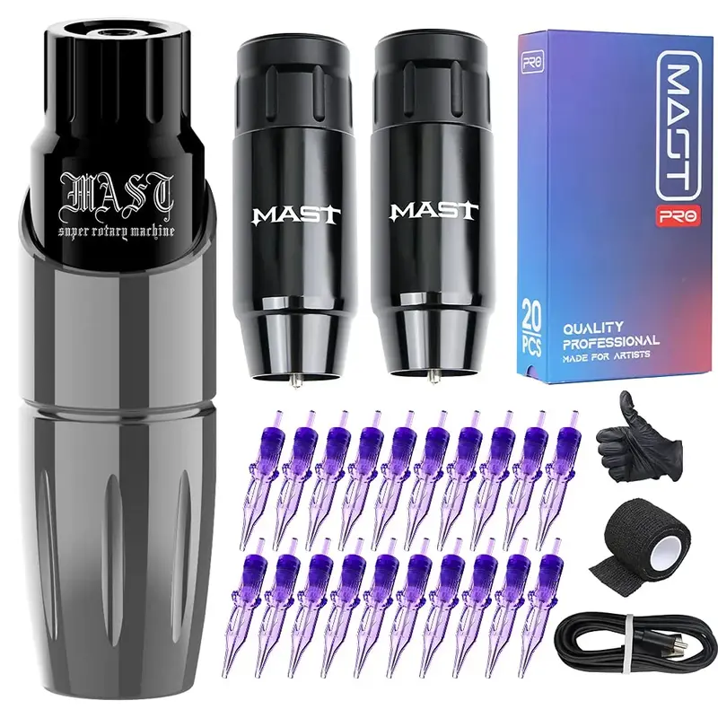 Mast Tour Wireless Rotary Tattoo Pen Machine Disposable Cartridges Needles Kit