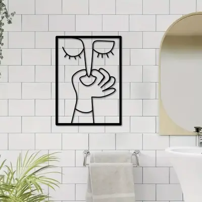 Funny Toilet Pattern Metal Wall Art, Minimalist Line Art Design Wall Decor, Wall Art Decor for Home Bathroom, Garden & Patio ...