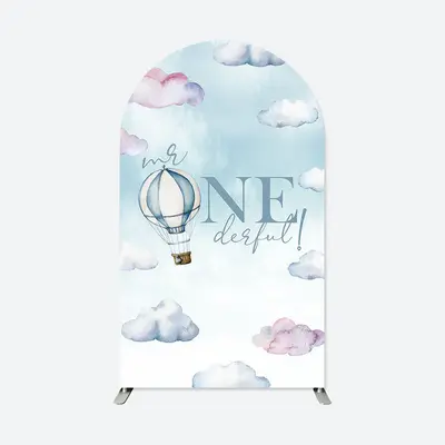 Aperturee Sky Cloud Hot Air Balloon 1St Birthday Arch Backdrop | Custom Chiara Arched Covers | Chiara Arch Backdrop Diy | Diy...