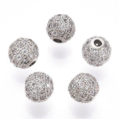 Rack Plating Brass Cubic Zirconia Beads