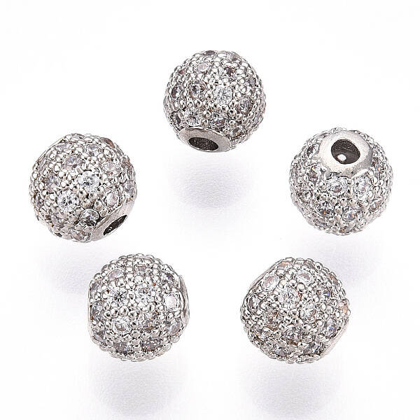 Rack Plating Brass Cubic Zirconia Beads