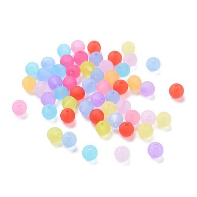 6mm Mixed Transparent Round Frosted Acrylic Ball Bead