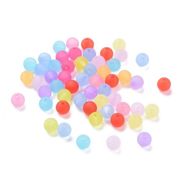 6mm Mixed Transparent Round Frosted Acrylic Ball Bead