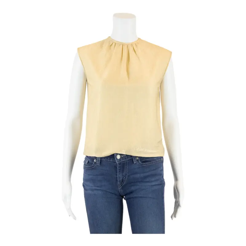 Glitter Button-Up Gold Sleeveless Womens S