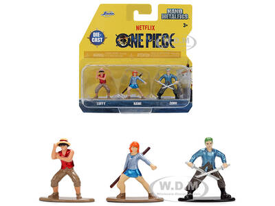 Set of 3 Diecast Figures One Piece (2023-Current) TV Series Nano Metalfigs Series Diecast Models by Jada