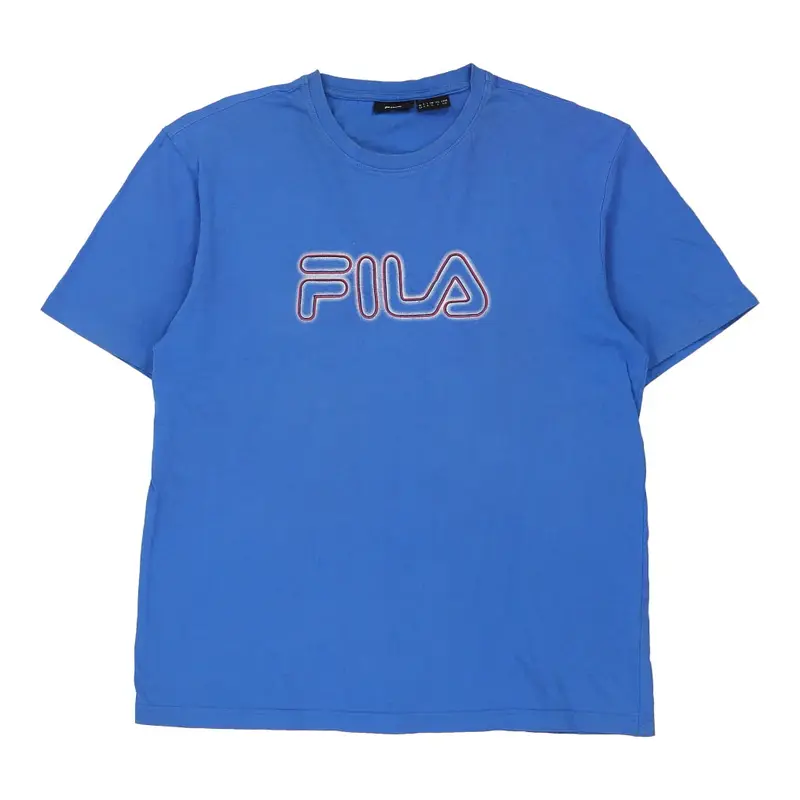 Fila Spellout T-Shirt - Large Blue Cotton