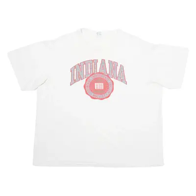 CHAMPION Indiana Universitatis Mens T-Shirt White 90s USA 2XL