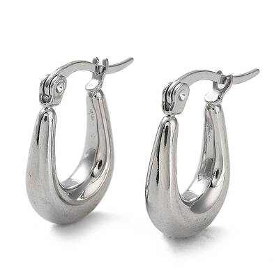 Non-Tarnish 304 Stainless Steel Oval Hoop Earrings for Women