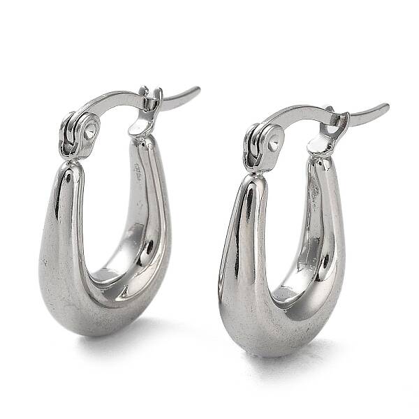 Non-Tarnish 304 Stainless Steel Oval Hoop Earrings for Women
