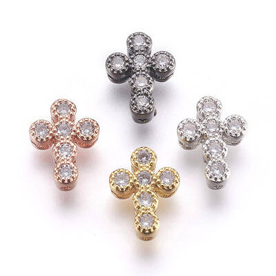 Brass Micro Pave Cubic Zirconia Beads