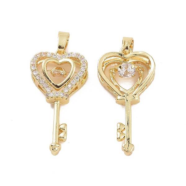 Brass Micro Pave Clear Cubic Zirconia Pendants