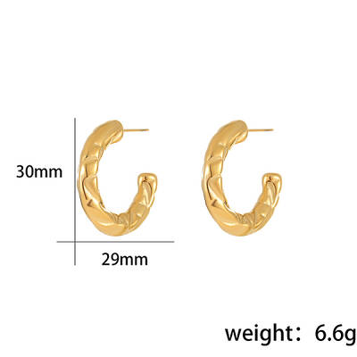 Geometric Stainless Steel C-Shaped Stud Earrings