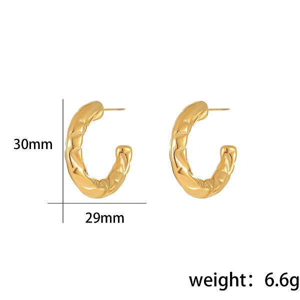 Geometric Stainless Steel C-Shaped Stud Earrings