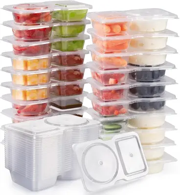 Reusable Snack Containers with Lids 20Pcs, Snackle Box Container Portion Control,Snack Pack Containers,Double Compartment Sna...