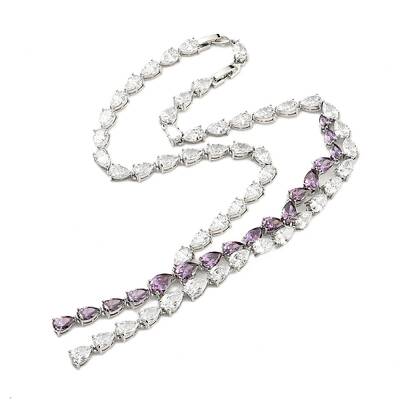 Brass Micro Pave Cubic Zirconia Necklaces