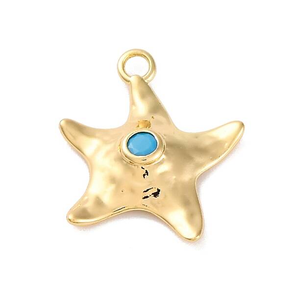Summer Beach Brass Pave Dyed Synthetic Turquoise Pendants